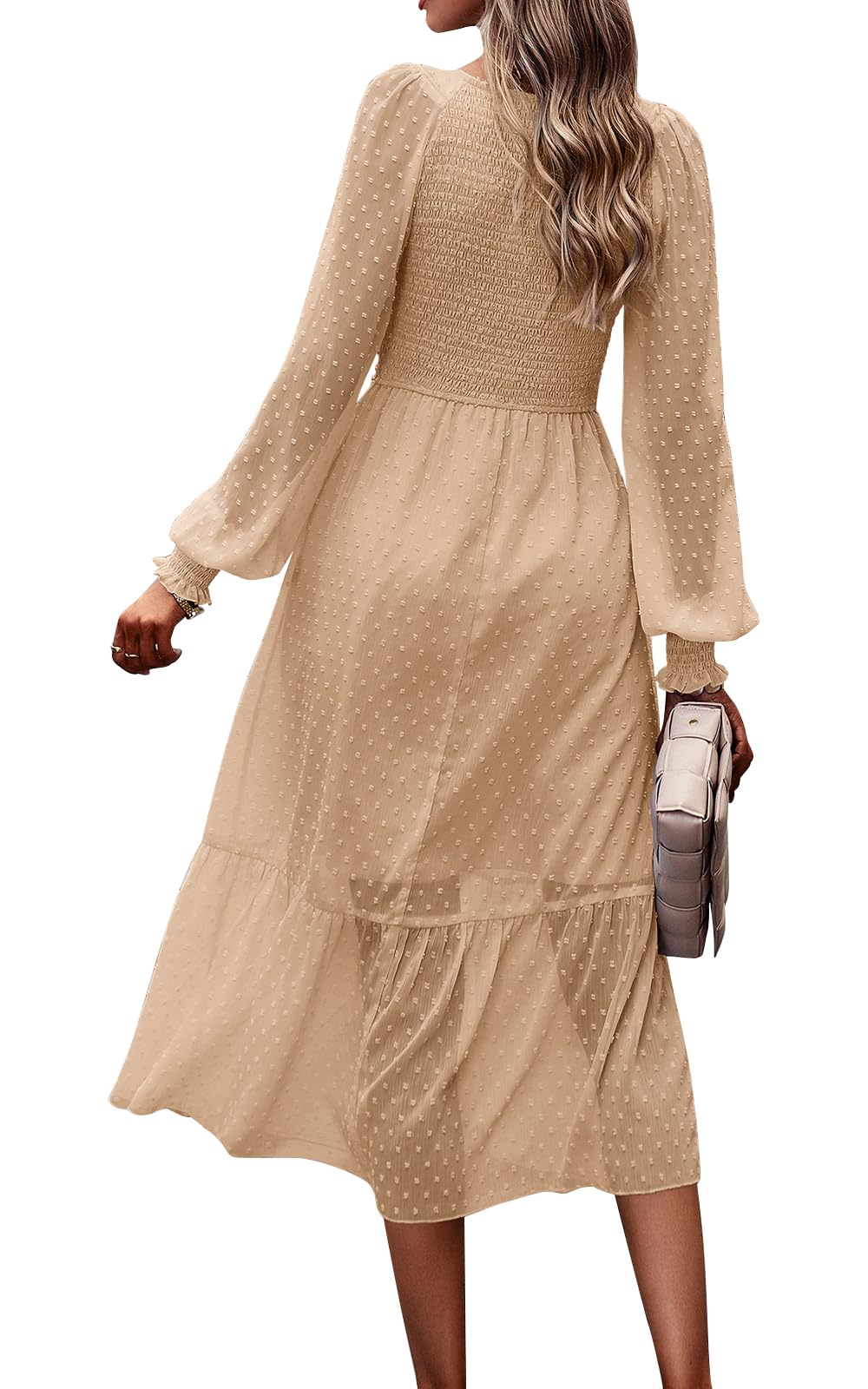 Foto 3 pulgar | Vestido Prettygarden Para Mujer Con Cuello En V Fruncido Y Volantes De Lunares Suizos - Venta Internacional.