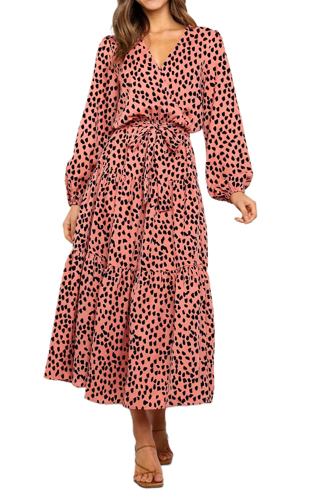 Foto 2 pulgar | Vestido Largo Prettygarden Para Mujer De Manga Larga Con Estampado Floral Naranja - Venta Internacional.