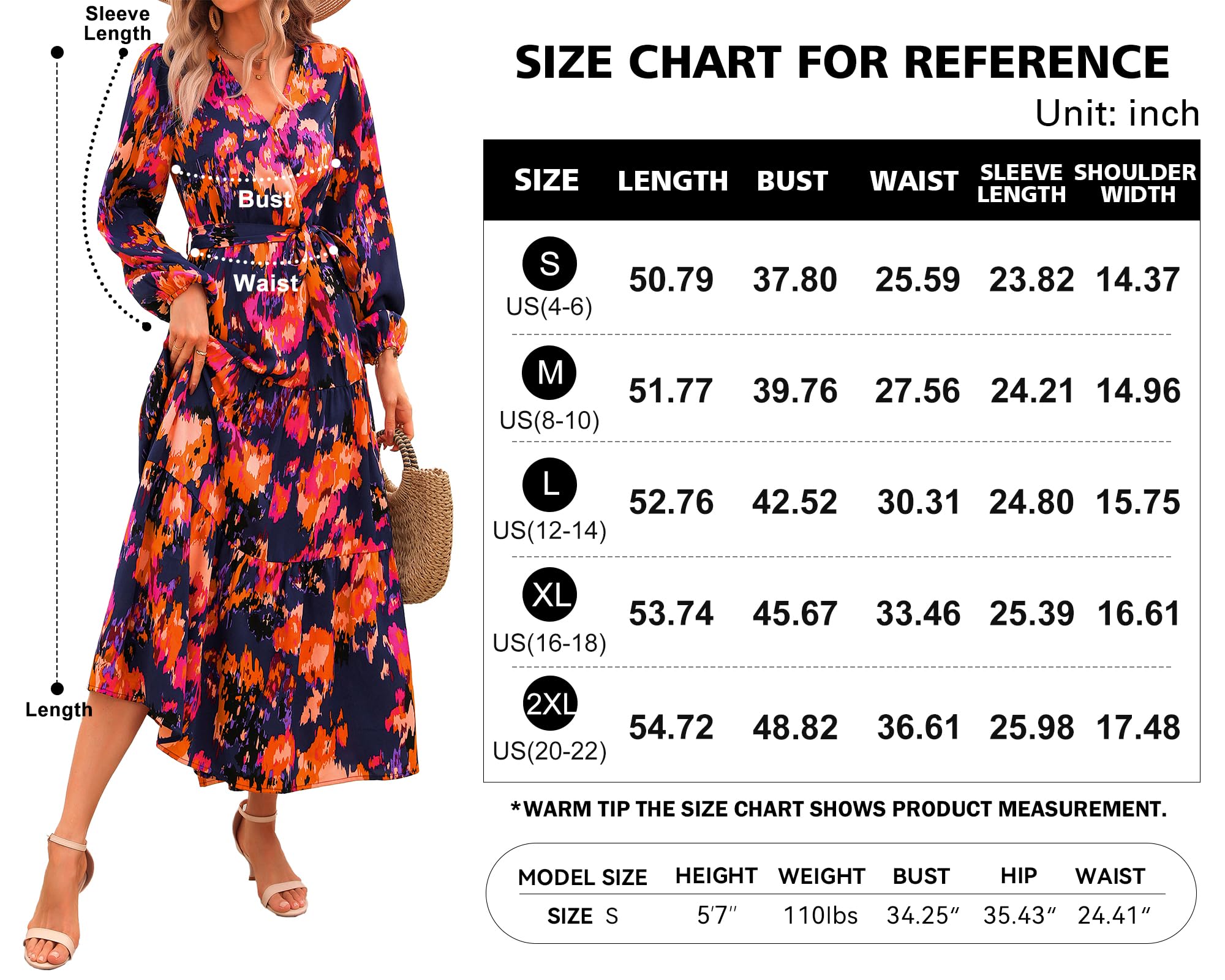 Foto 7 pulgar | Vestido Largo Prettygarden Para Mujer, Estampado Floral, Chifón, Azul Y Naranja - Venta Internacional.