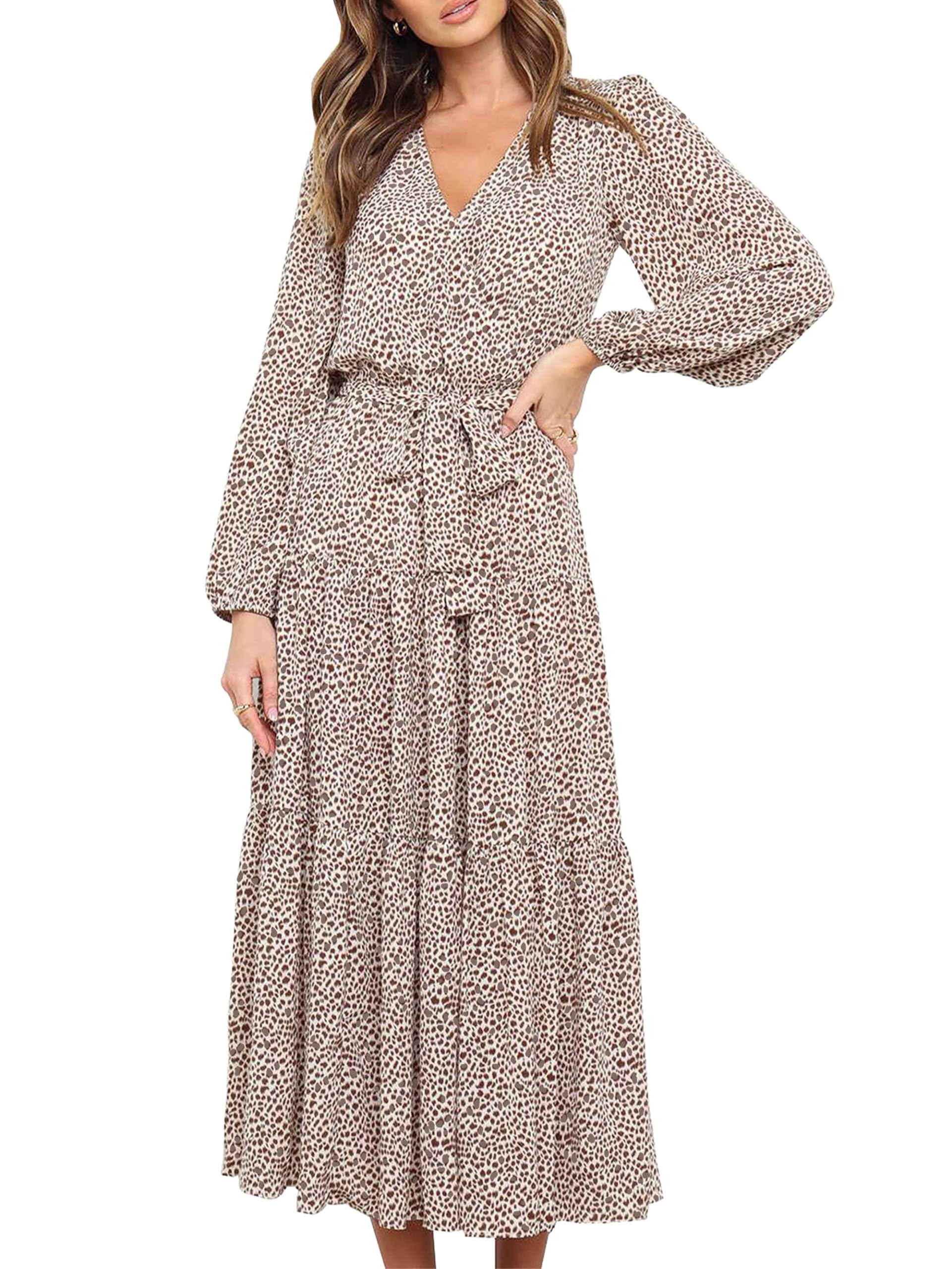 Foto 2 pulgar | Vestido Largo Prettygarden Con Estampado Floral Y Cuello En V Para Mujer - Venta Internacional.