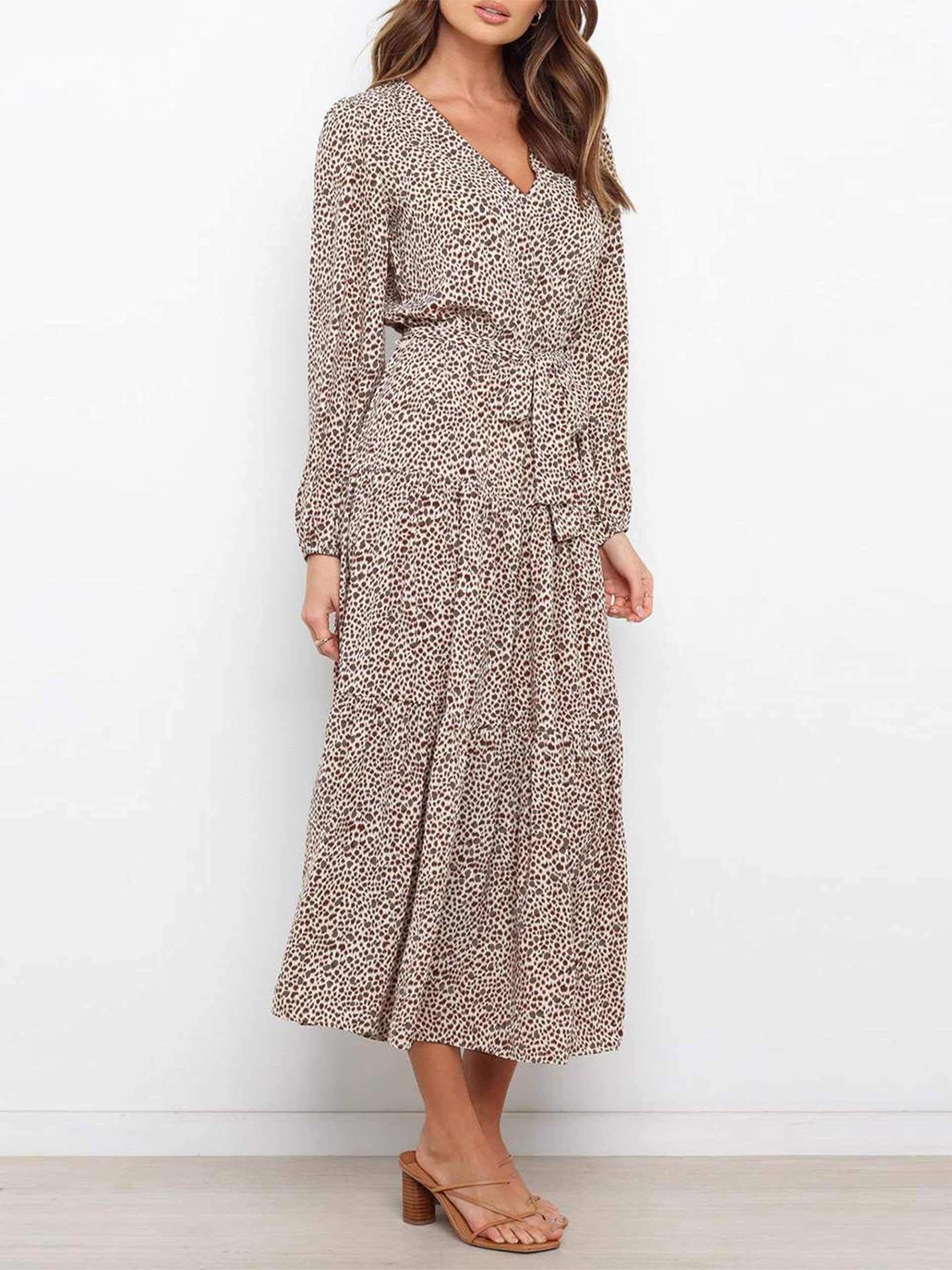 Foto 3 pulgar | Vestido Largo Prettygarden Con Estampado Floral Y Cuello En V Para Mujer - Venta Internacional.