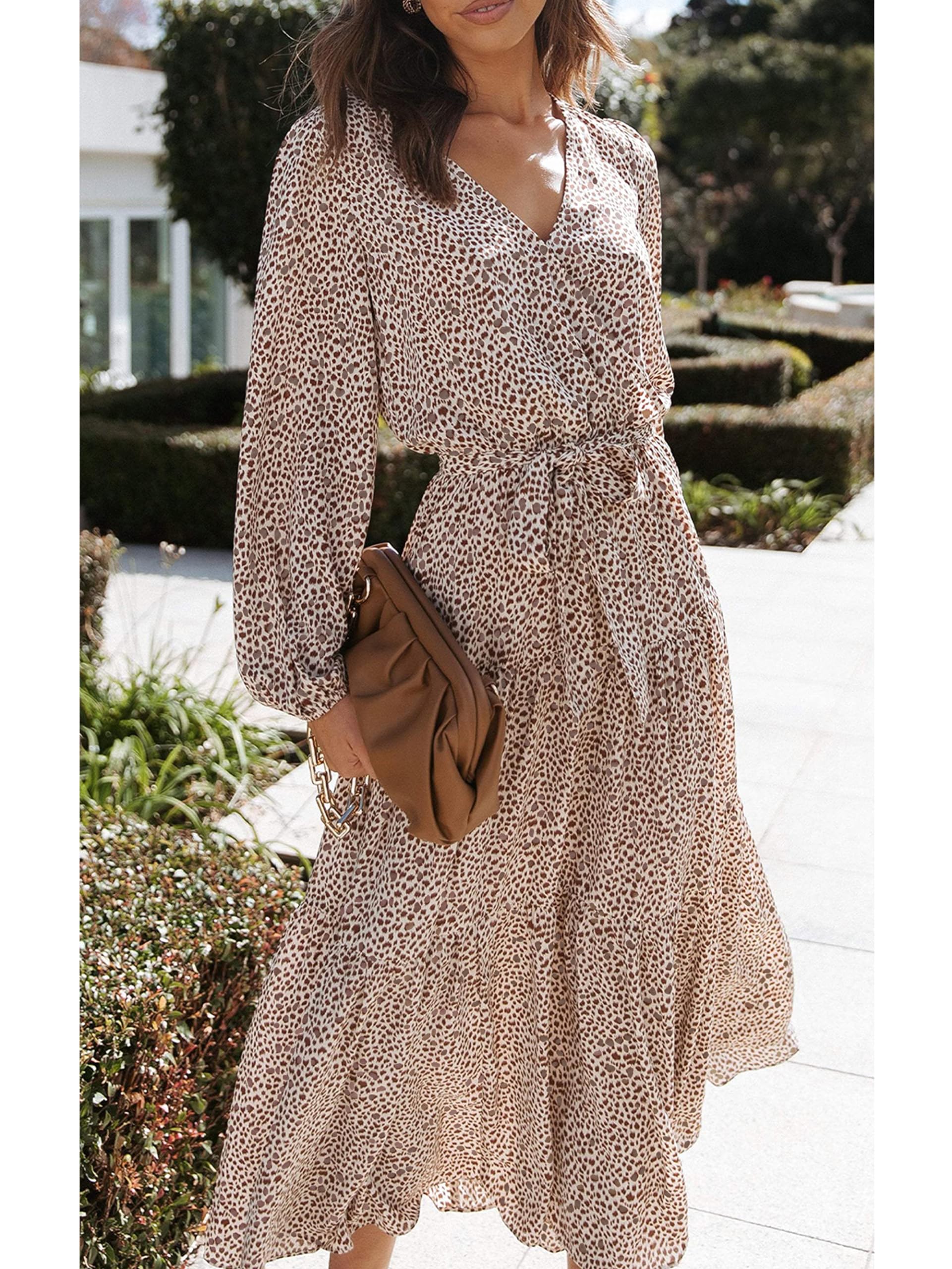 Foto 5 pulgar | Vestido Largo Prettygarden Con Estampado Floral Y Cuello En V Para Mujer - Venta Internacional.