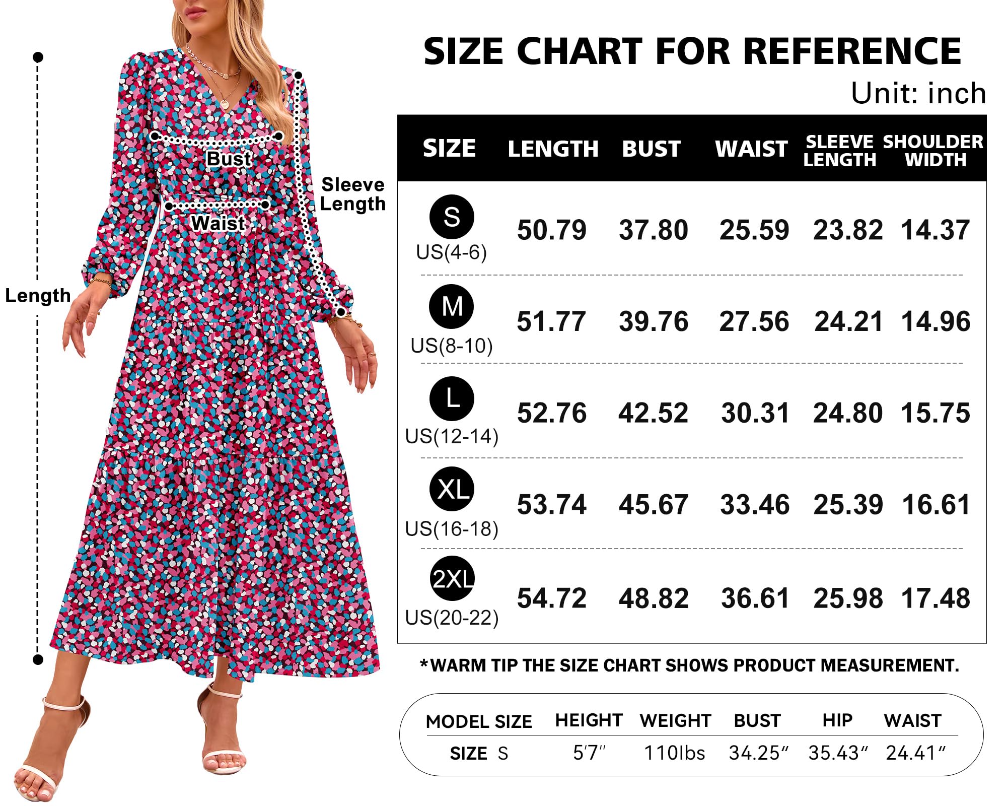 Foto 7 pulgar | Vestido Largo Prettygarden Con Estampado Floral De Manga Larga Para Mujer, Color Morado - Venta Internacional.