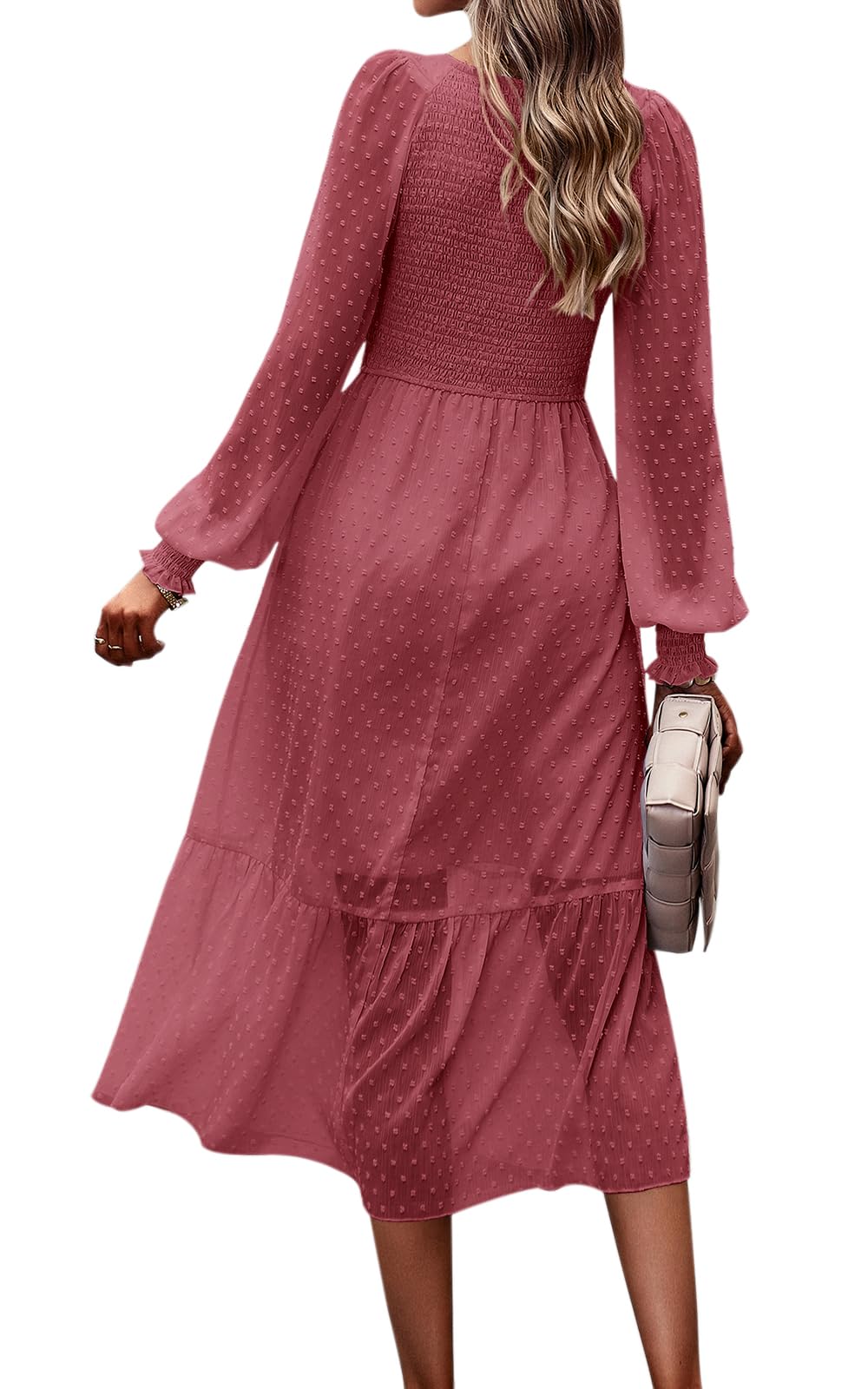 Foto 2 | Vestido Prettygarden A Media Pierna Con Cuello En V Y Manga Larga Para Mujer - Venta Internacional.