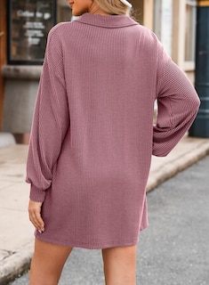 Foto 2 | Vestido Alvaq Para Otoño De 2024, Manga Larga, Cuello En V, Con Botones, Rojo, Mujer - Venta Internacional.