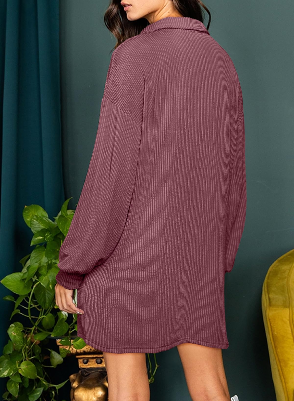 Foto 8 pulgar | Vestido Alvaq Para Otoño De 2024, Manga Larga, Cuello En V, Con Botones, Rojo, Mujer - Venta Internacional.