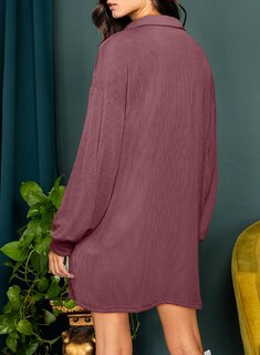 Foto 7 | Vestido Alvaq Para Otoño De 2024, Manga Larga, Cuello En V, Con Botones, Rojo, Mujer - Venta Internacional.