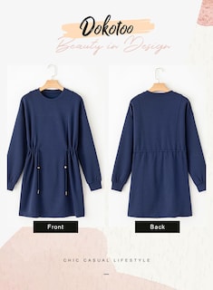 Foto 5 | Minivestido Casual Dokotoo Para Mujer, Cintura Con Cordones, Azul Marino - Venta Internacional.