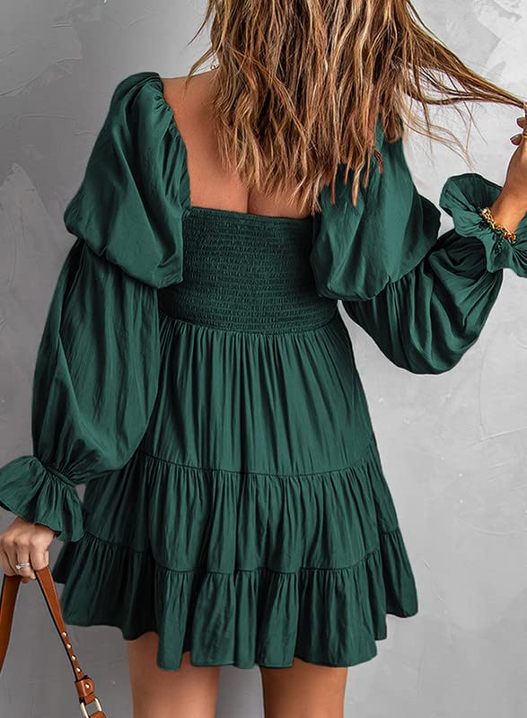 Foto 3 pulgar | Vestido Dokotoo Para Mujer Con Hombros Descubiertos, Cuello En V, Manga Larga, Verde - Venta Internacional.