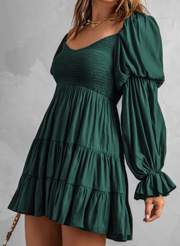 Foto 4 pulgar | Vestido Dokotoo Para Mujer Con Hombros Descubiertos, Cuello En V, Manga Larga, Verde - Venta Internacional.