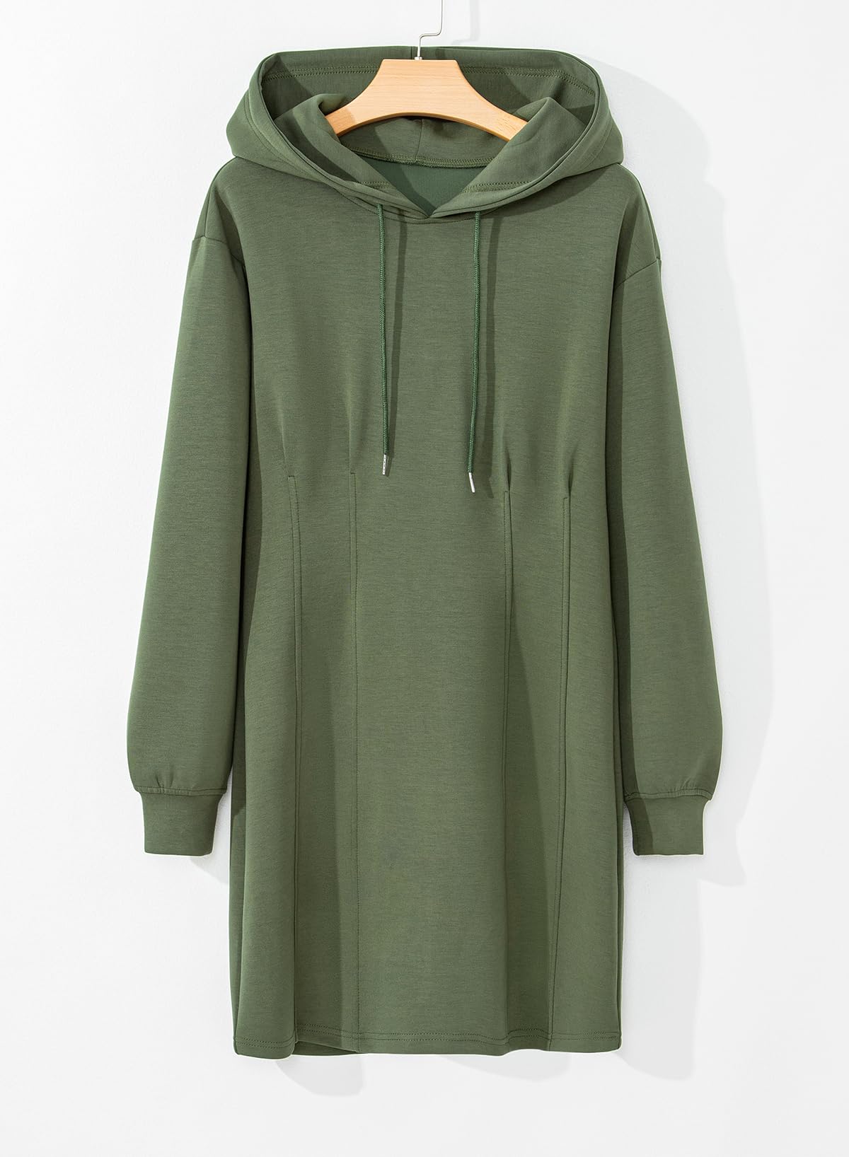 Foto 8 pulgar | Vestido Tipo Sudadera Con Capucha Alvaq Otoño 2024 Para Mujer Verde Militar - Venta Internacional.