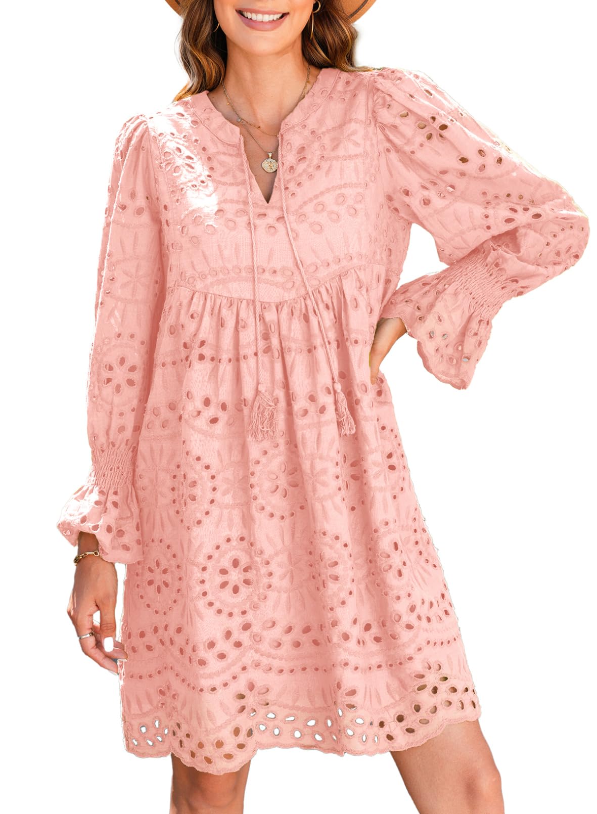 Foto 2 pulgar | Vestido Casual Dokotoo Para Mujer 2024 Con Borlas Y Cuello En V Bordado - Venta Internacional.