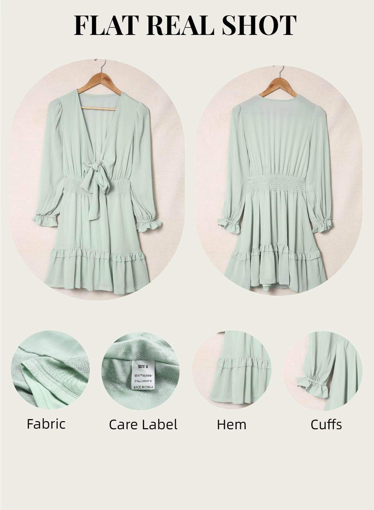 Foto 4 pulgar | Vestido Alvaq Para Mujer, Primavera Y Otoño, Volantes, Cuello En V, Nudo, Verde - Venta Internacional.