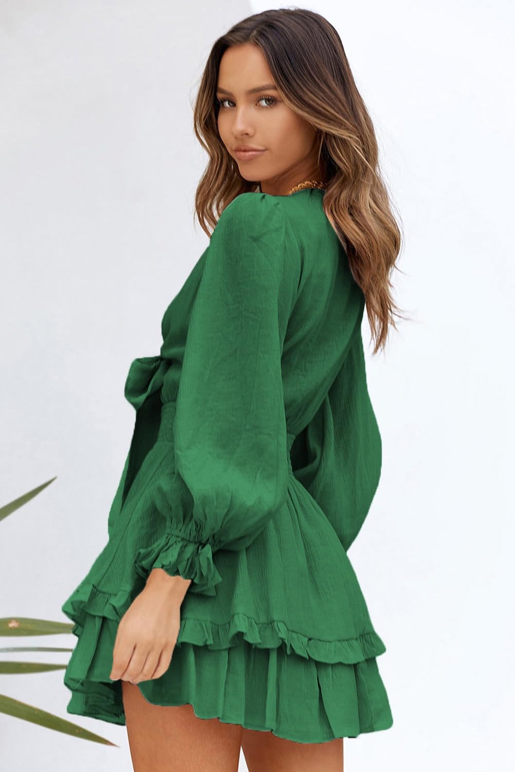 Foto 4 pulgar | Vestido Alvaq Para Mujer, Casual, Manga Tipo Farol, Con Volantes En Forma De A, 2024 - Venta Internacional.