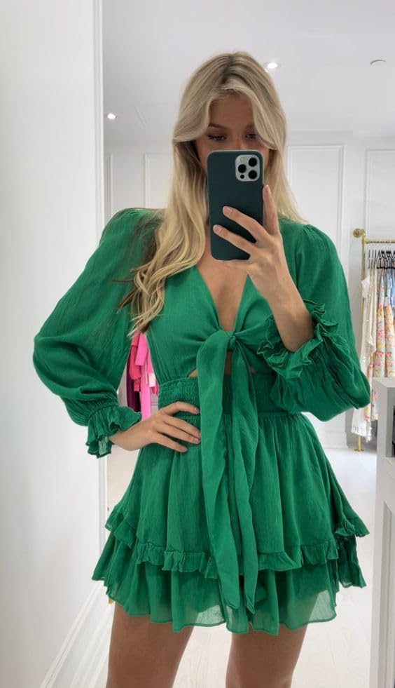Foto 5 pulgar | Vestido Alvaq Para Mujer, Casual, Manga Tipo Farol, Con Volantes En Forma De A, 2024 - Venta Internacional.
