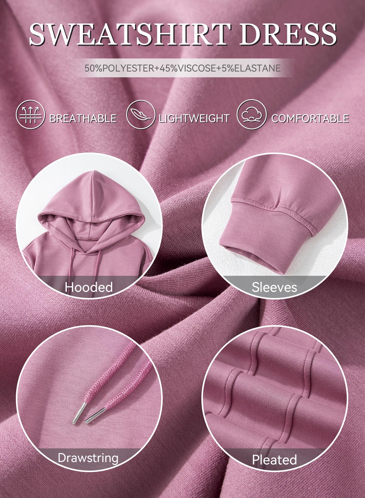 Foto 6 pulgar | Vestido Tipo Sudadera Alvaq 2024 Winter Para Mujer Rosa Talla L - Venta Internacional.