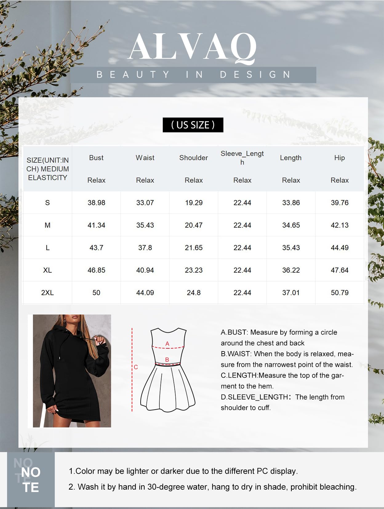 Foto 7 pulgar | Vestido Alvaq De Manga Larga Con Capucha Y Cordón Para Mujer Negro - Venta Internacional.