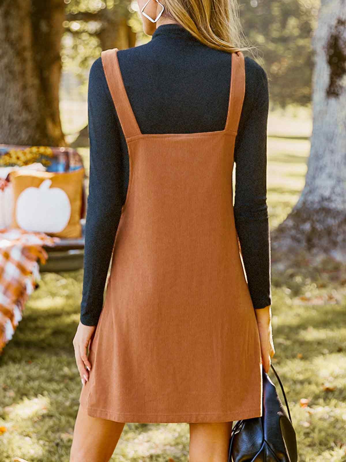 Foto 4 pulgar | Vestido Casual Cupshe Cuello Cuadrado Con Botones En La Parte Delantera De Poliéster Naranja - Venta Internacional.