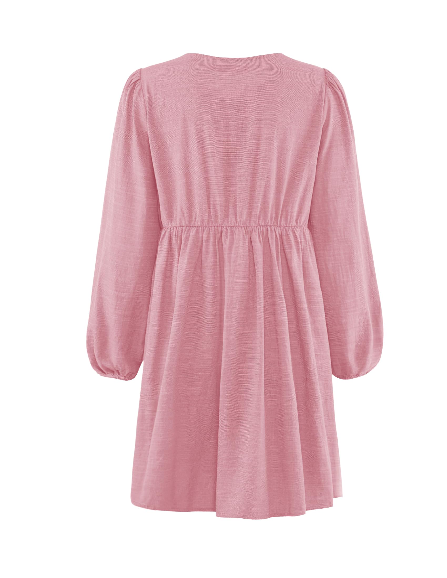 Foto 4 pulgar | Vestido Zesica Para Mujer, Manga Larga, Manga Larga, Con Corbata, Minitúnica, Rosa - Venta Internacional.