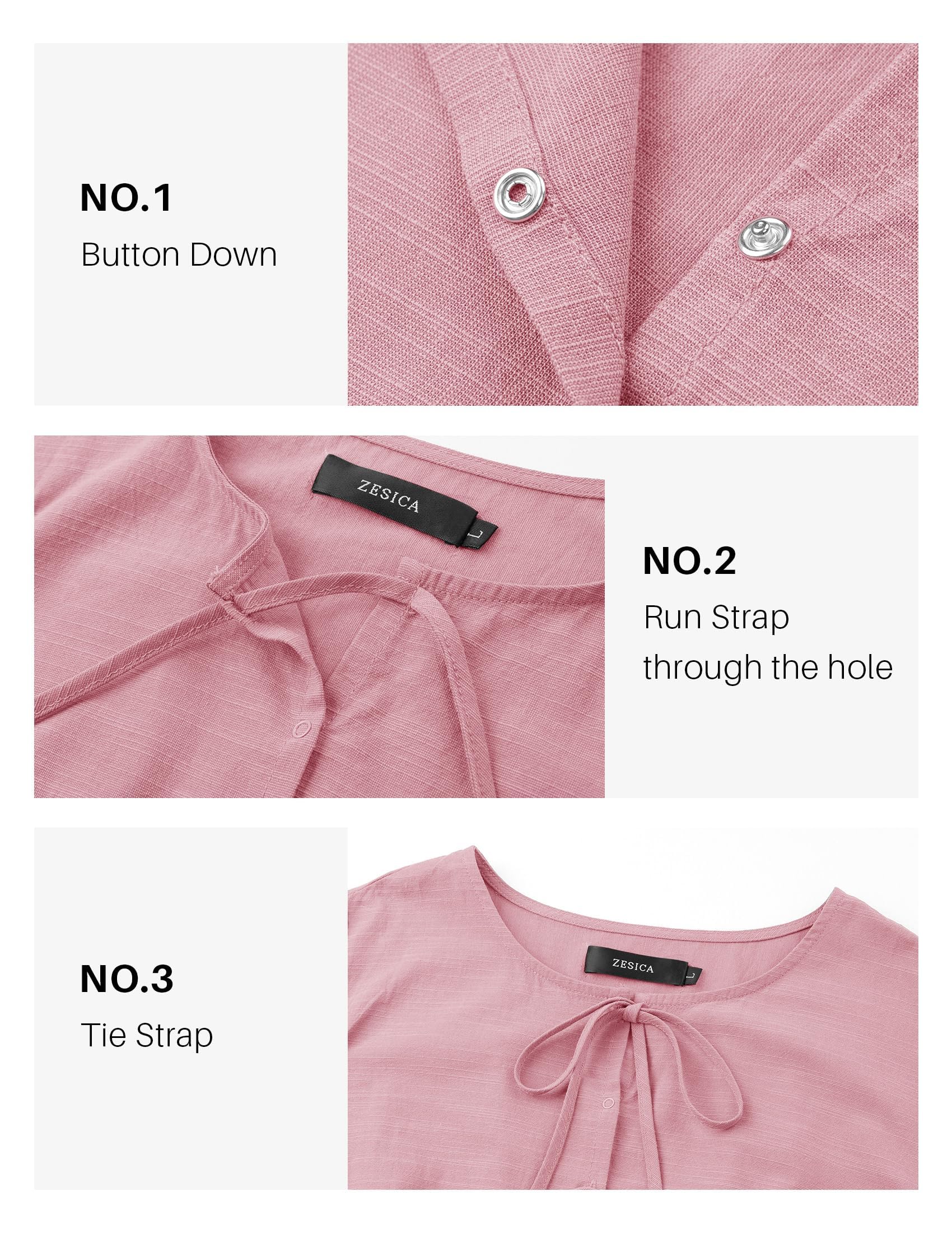 Foto 5 pulgar | Vestido Zesica Para Mujer, Manga Larga, Manga Larga, Con Corbata, Minitúnica, Rosa - Venta Internacional.