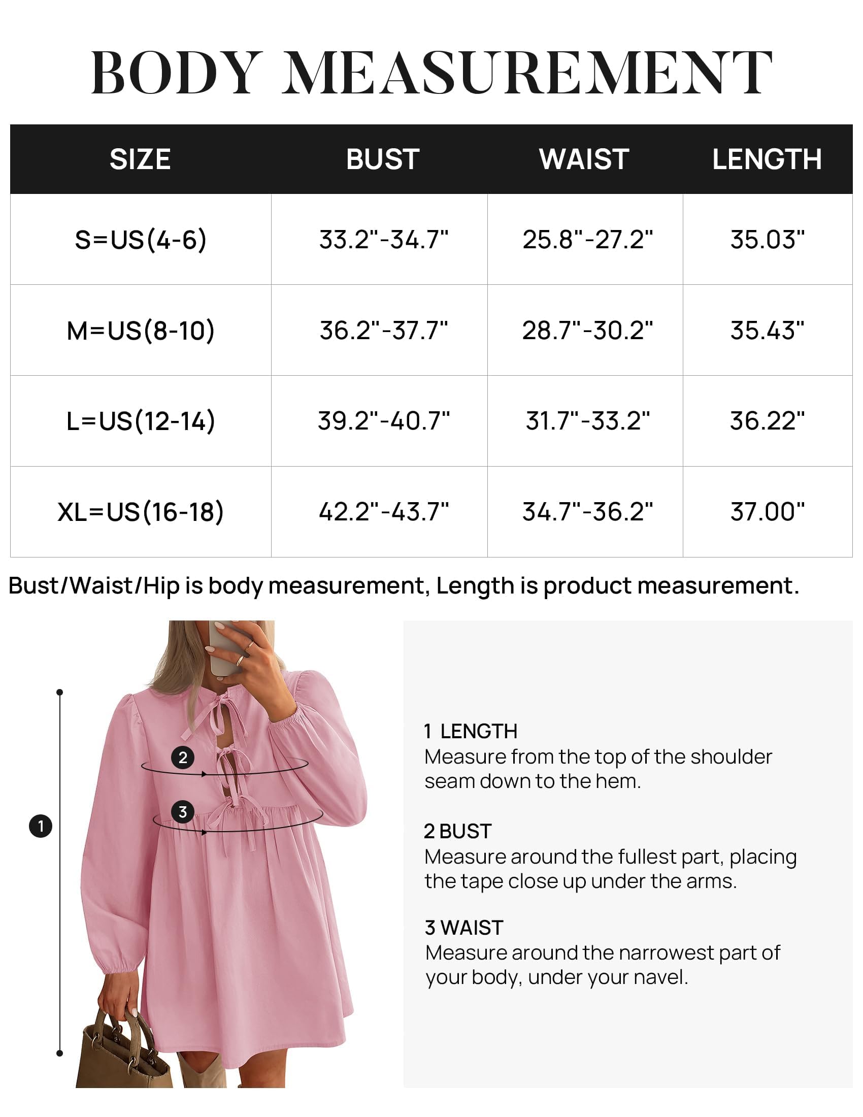 Foto 7 pulgar | Vestido Zesica Para Mujer, Manga Larga, Manga Larga, Con Corbata, Minitúnica, Rosa - Venta Internacional.