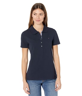 Foto 1 | Polo Tommy Hilfiger Liso De Manga Corta Azul Marino Para Mujer - Venta Internacional.