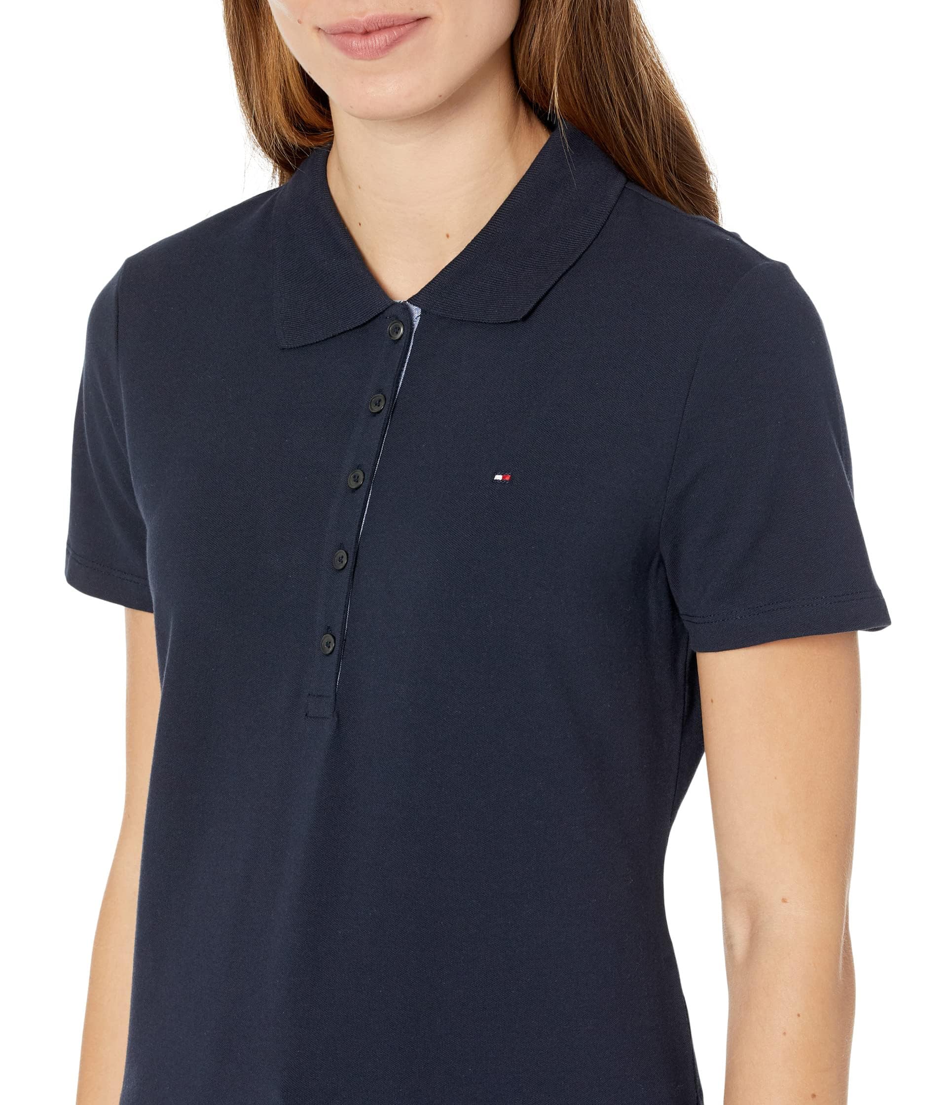Foto 4 pulgar | Polo Tommy Hilfiger Liso De Manga Corta Azul Marino Para Mujer - Venta Internacional.