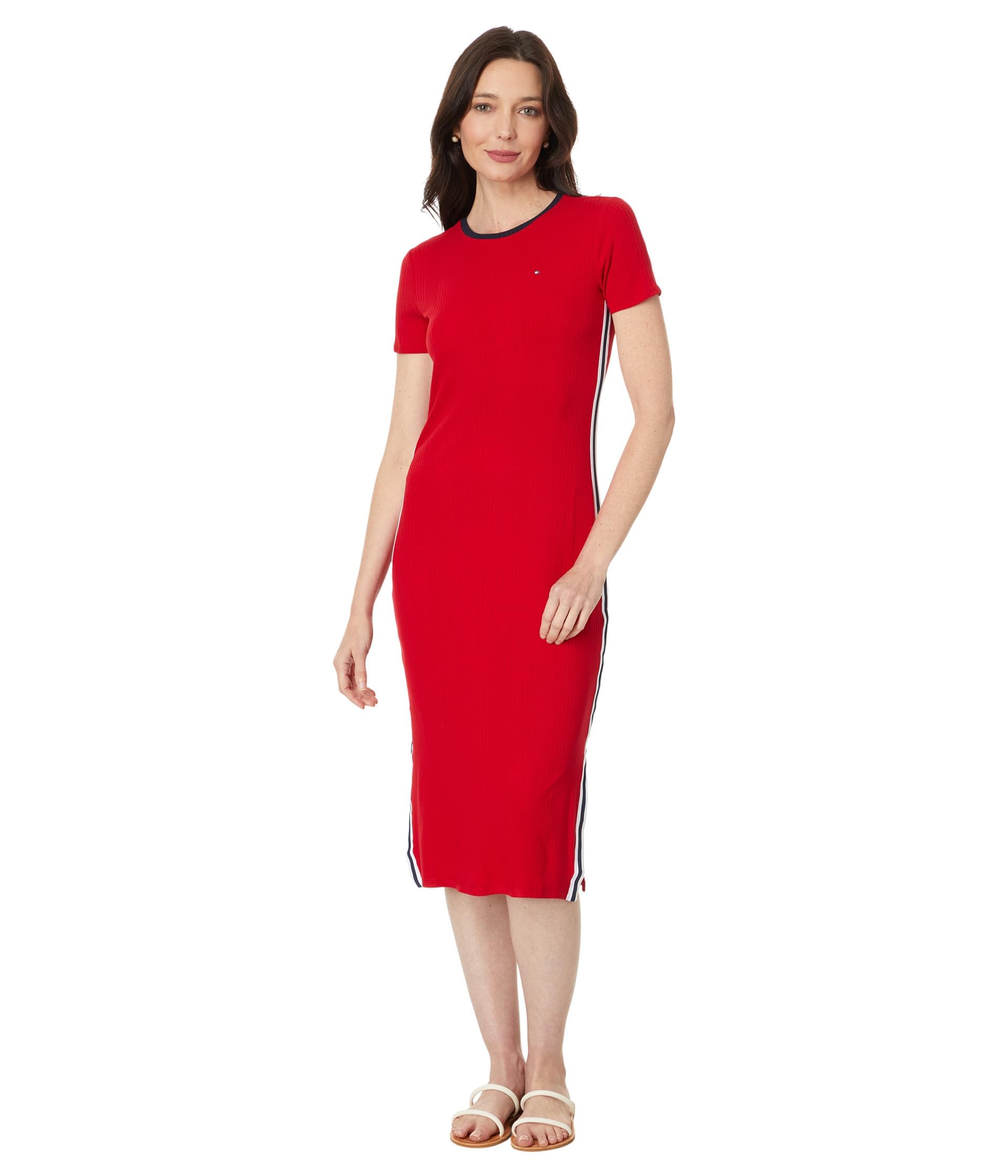 Foto 2 pulgar | Vestido Tommy Hilfiger Midi Acanalado Para Mujer Scarlet - Xl - Venta Internacional.