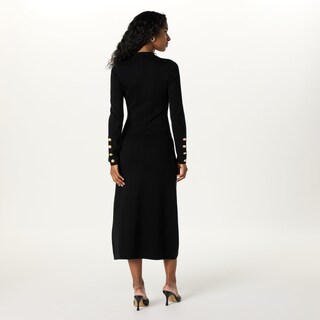 Foto 2 | Vestido Midi Tipo Suéter The Drop Negro Con Botón Dorado Para Mujer - Venta Internacional.