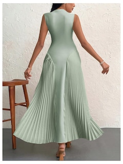Foto 2 | Vestido Largo Soly Hux Sin Mangas En Forma De A Con Cuello Redondo Verde Xs Para Mujer - Venta Internacional.