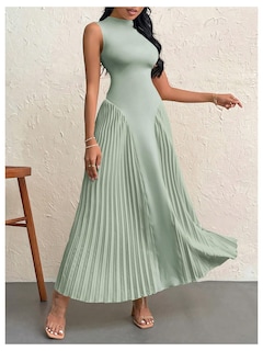 Foto 3 | Vestido Largo Soly Hux Sin Mangas En Forma De A Con Cuello Redondo Verde Xs Para Mujer - Venta Internacional.
