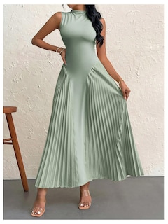 Foto 5 | Vestido Largo Soly Hux Sin Mangas En Forma De A Con Cuello Redondo Verde Xs Para Mujer - Venta Internacional.