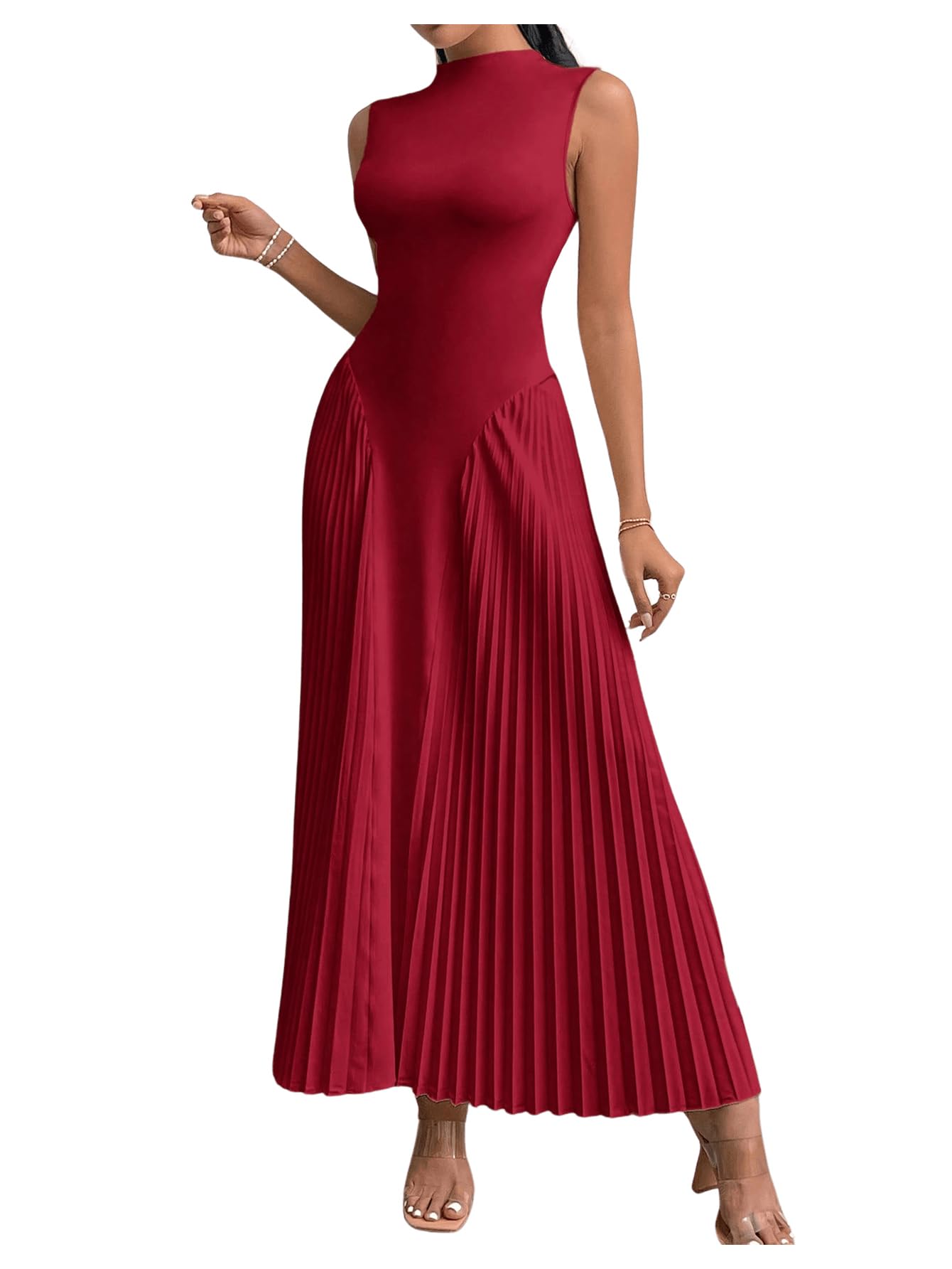 Foto 2 pulgar | Vestido Largo Soly Hux Sin Mangas Con Cuello En A Para Mujer - Venta Internacional.