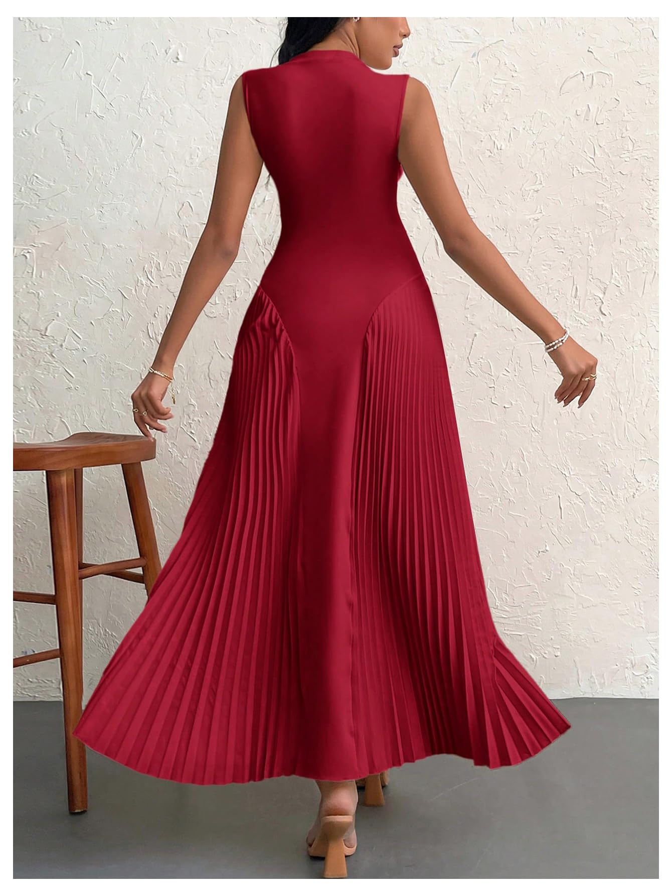 Foto 3 pulgar | Vestido Largo Soly Hux Sin Mangas Con Cuello En A Para Mujer - Venta Internacional.