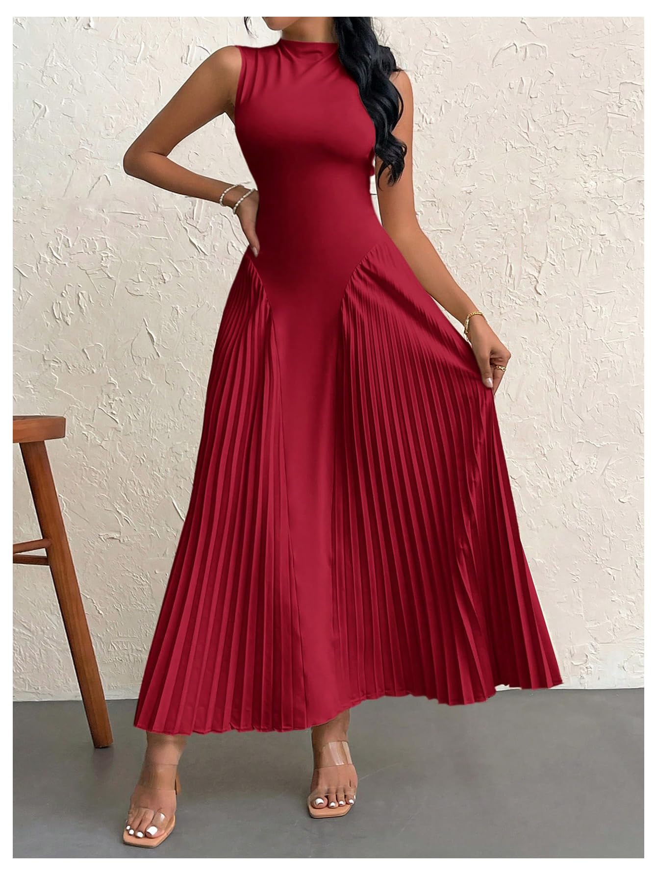 Foto 4 pulgar | Vestido Largo Soly Hux Sin Mangas Con Cuello En A Para Mujer - Venta Internacional.