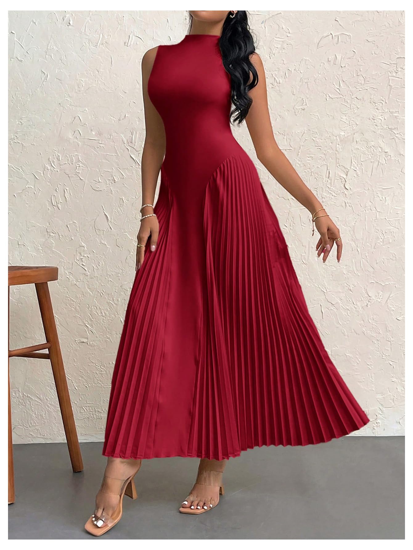 Foto 5 pulgar | Vestido Largo Soly Hux Sin Mangas Con Cuello En A Para Mujer - Venta Internacional.