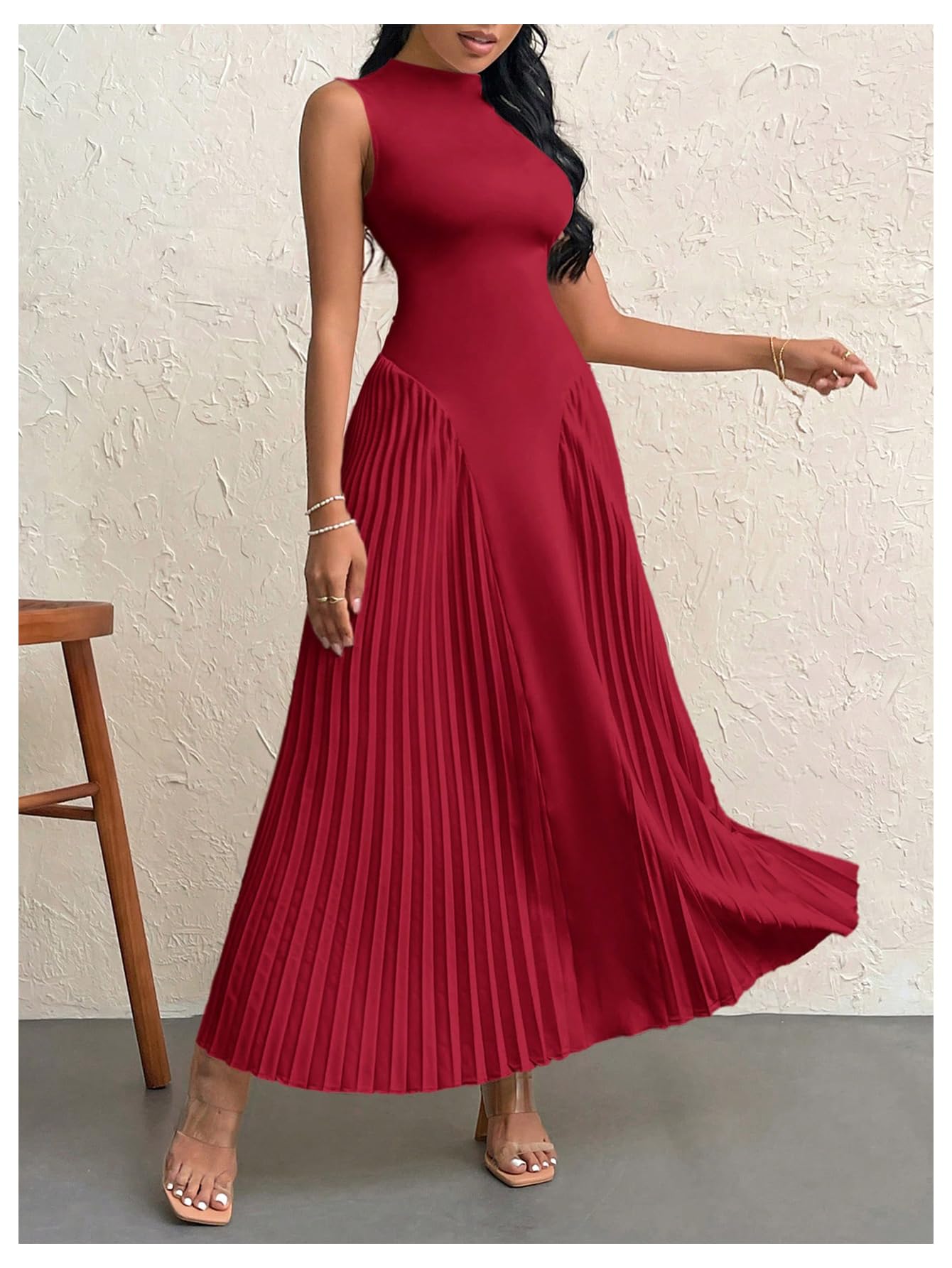 Foto 6 pulgar | Vestido Largo Soly Hux Sin Mangas Con Cuello En A Para Mujer - Venta Internacional.