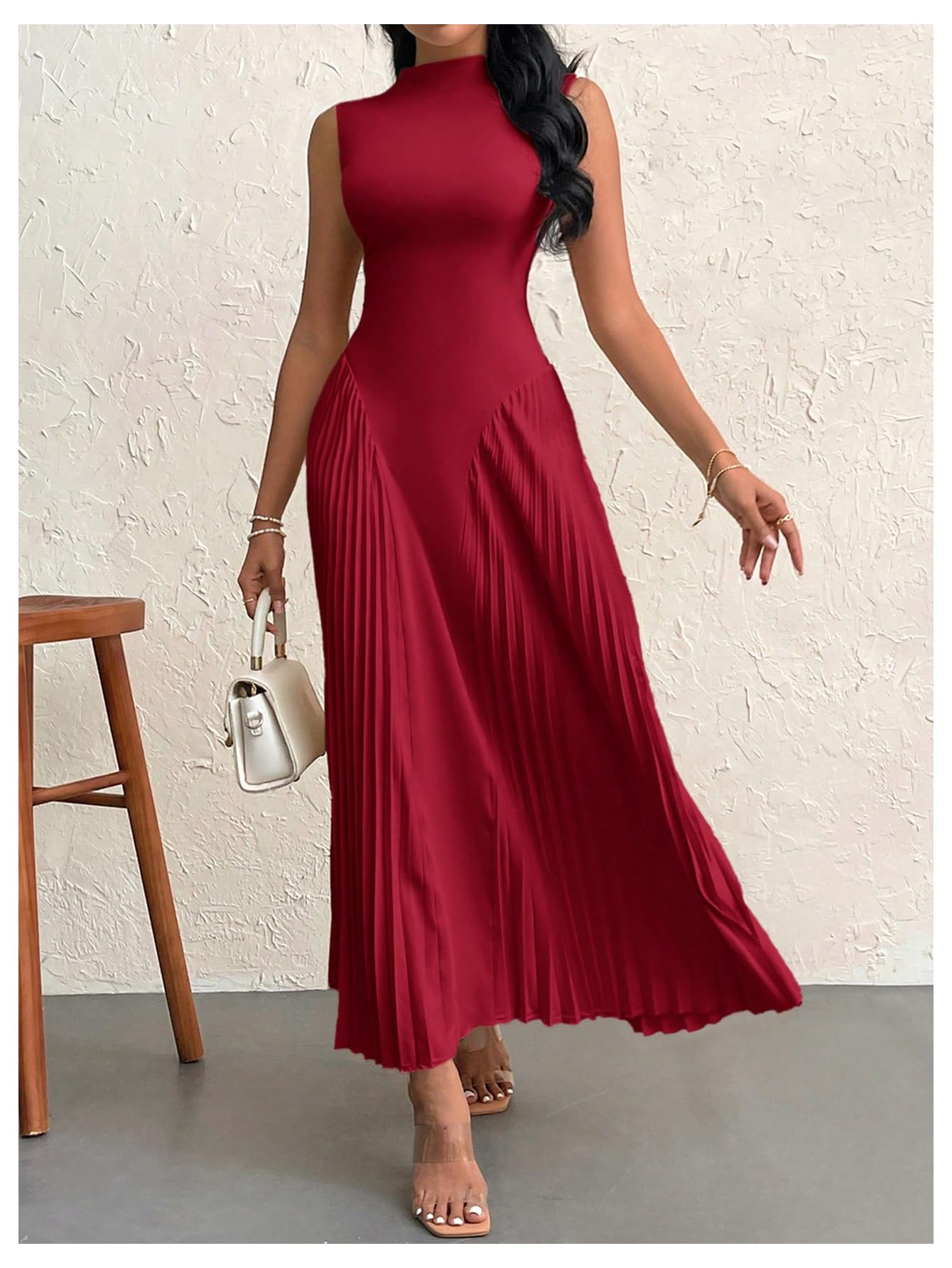 Foto 7 pulgar | Vestido Largo Soly Hux Sin Mangas Con Cuello En A Para Mujer - Venta Internacional.
