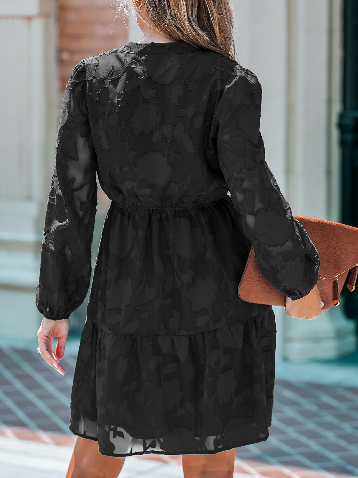 Foto 2 | Vestido Cupshe Para Mujer, Encaje, Volantes, Minicuello En V, Manga Larga - Venta Internacional.