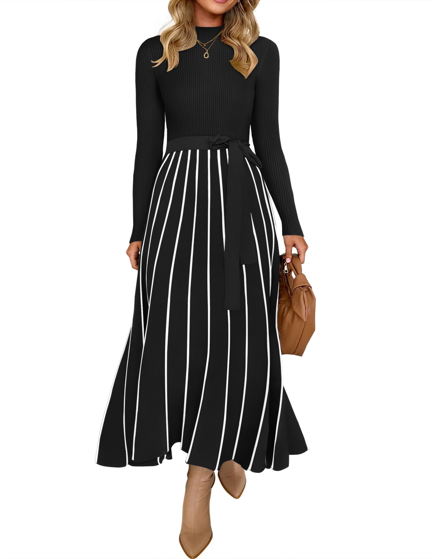 Vestido Tipo Suéter Zesica Spring Con Cuello Alto Y Manga Larga Para Mujer - Venta Internacional.