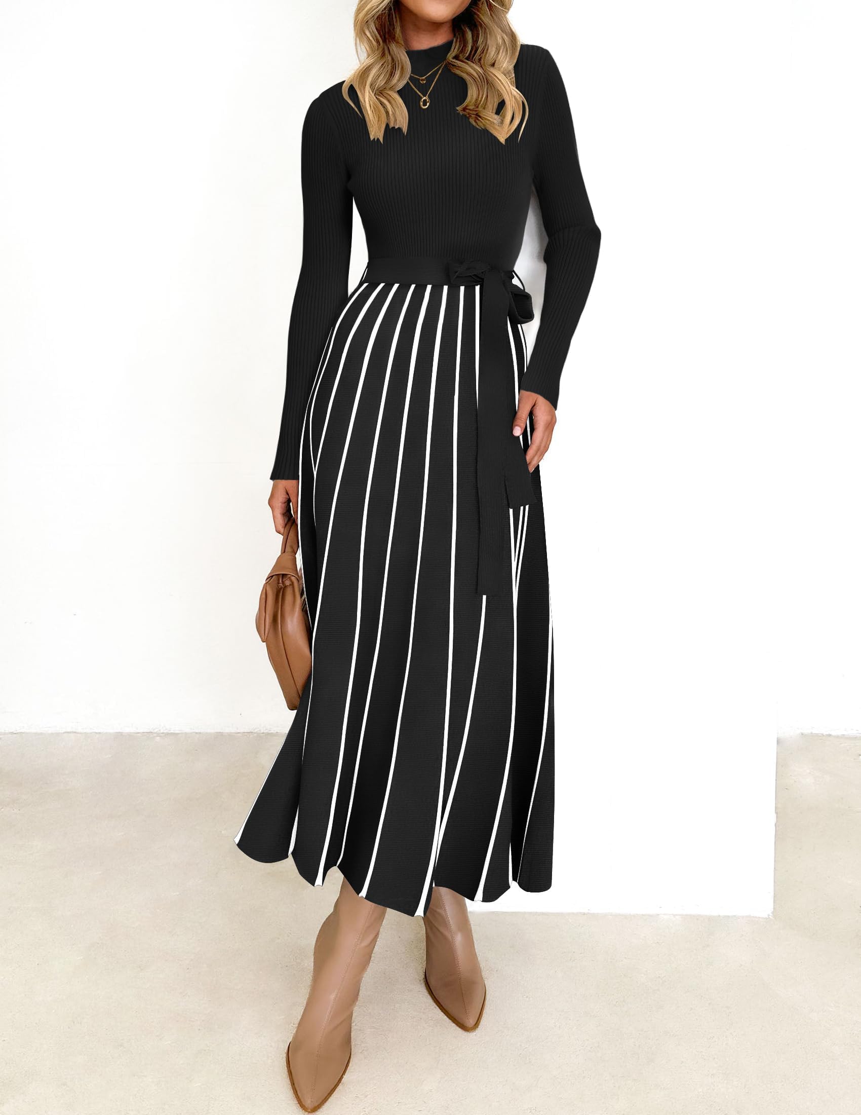 Foto 3 pulgar | Vestido Tipo Suéter Zesica Spring Con Cuello Alto Y Manga Larga Para Mujer - Venta Internacional.