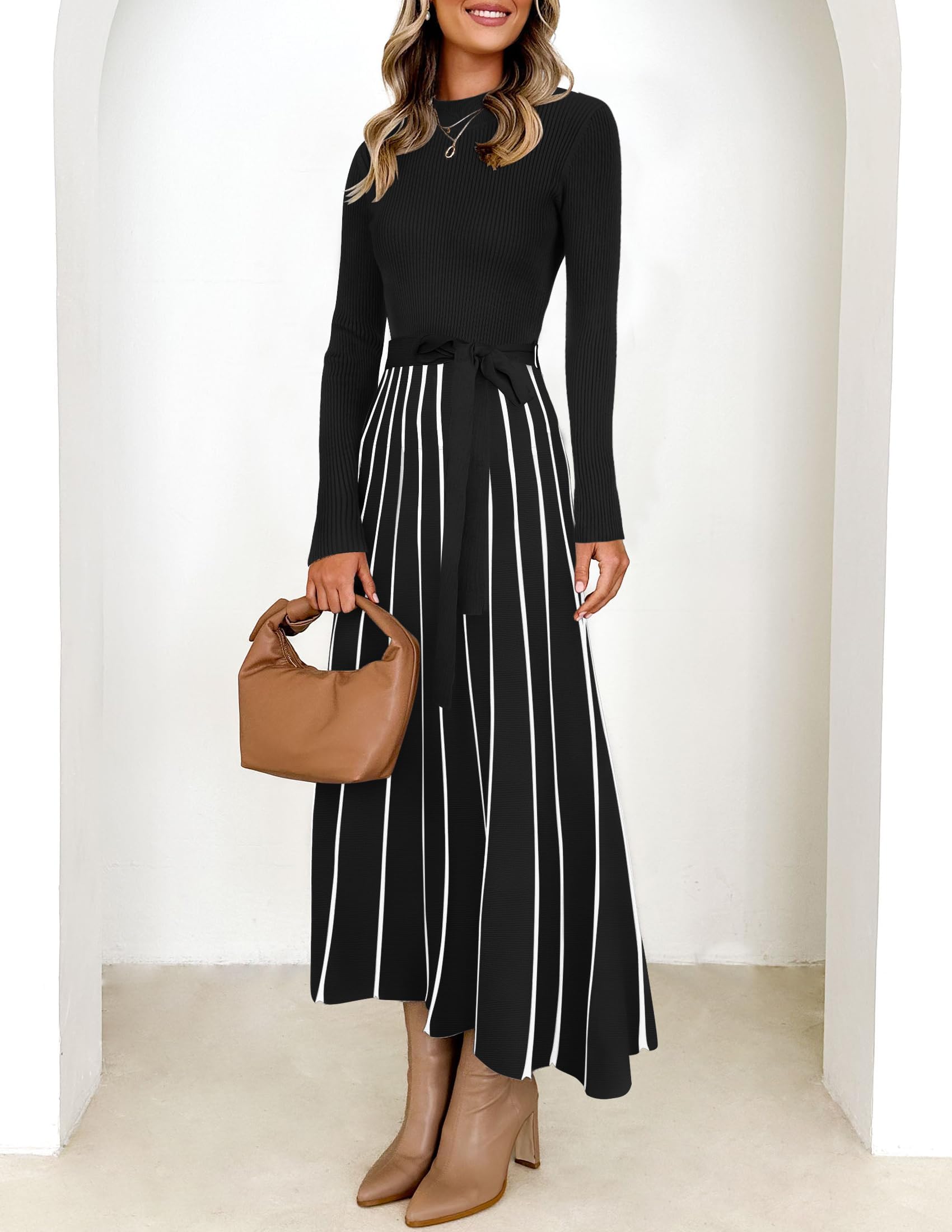 Foto 4 pulgar | Vestido Tipo Suéter Zesica Spring Con Cuello Alto Y Manga Larga Para Mujer - Venta Internacional.