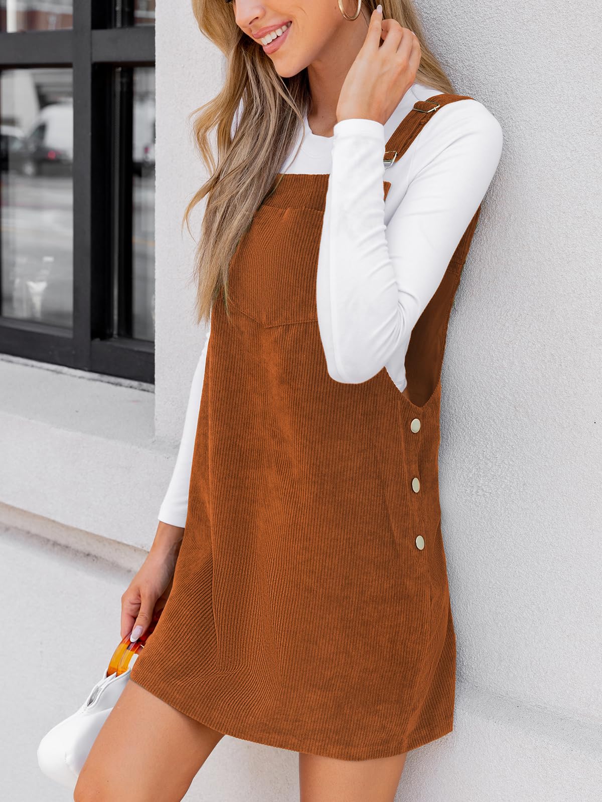 Foto 4 pulgar | Vestido Cupshe de Pana Mini Marrón Otoñal para Mujer - Venta Internacional