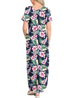 Foto 4 | Vestido Anrabess Casual Holgado Manga Corta Maxi Beach - Venta Internacional