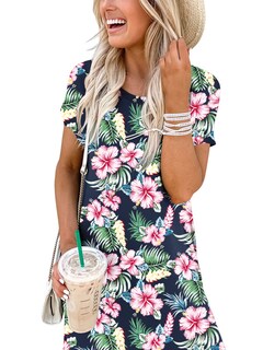 Foto 6 | Vestido Anrabess Casual Holgado Manga Corta Maxi Beach - Venta Internacional