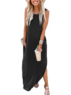 Foto 3 | Vestido Anrabess Casual Sin Mangas Maxi Negro - Venta Internacional