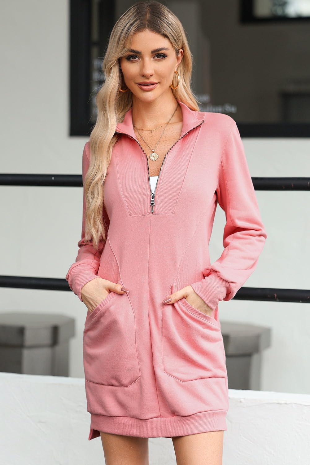 Foto 3 pulgar | Vestido Tipo Sudadera Alvaq 2024 Otoño-invierno Para Mujer Rosa Xl - Venta Internacional.