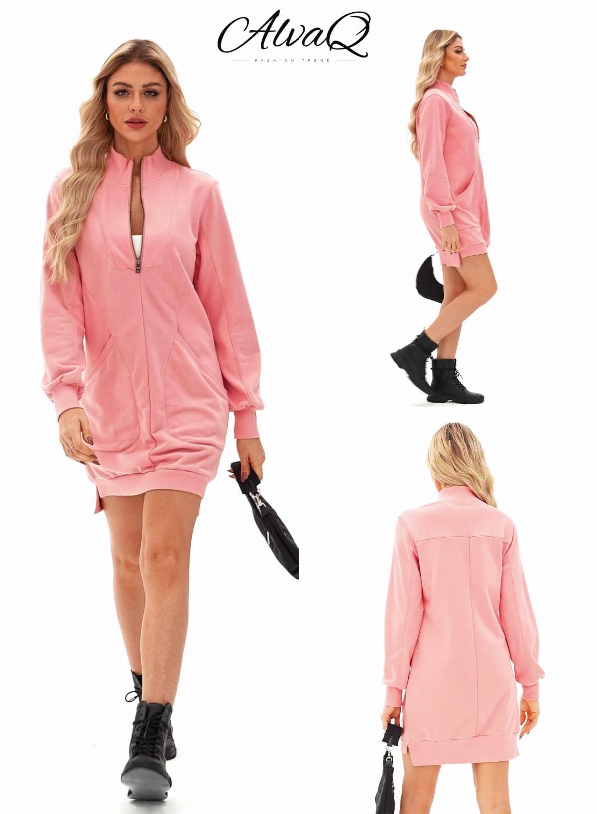Foto 6 pulgar | Vestido Tipo Sudadera Alvaq 2024 Otoño-invierno Para Mujer Rosa Xl - Venta Internacional.