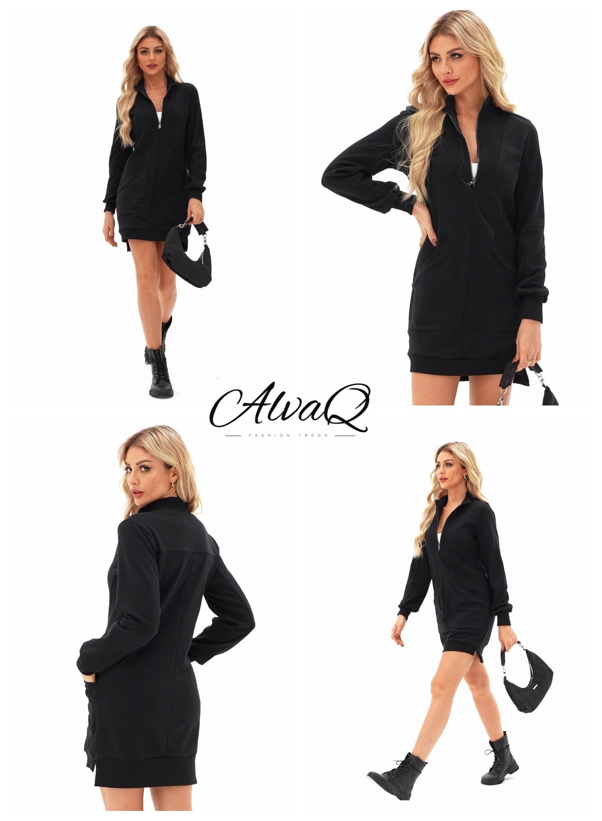 Foto 6 pulgar | Vestido Tipo Sudadera Alvaq 2024 Otoño-invierno Para Mujer Negro Xl - Venta Internacional.
