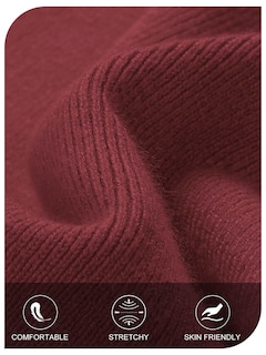 Foto 5 | Vestido Tipo Suéter Merokeety con Hombros Descubiertos Tinto para Mujer - Venta Internacional